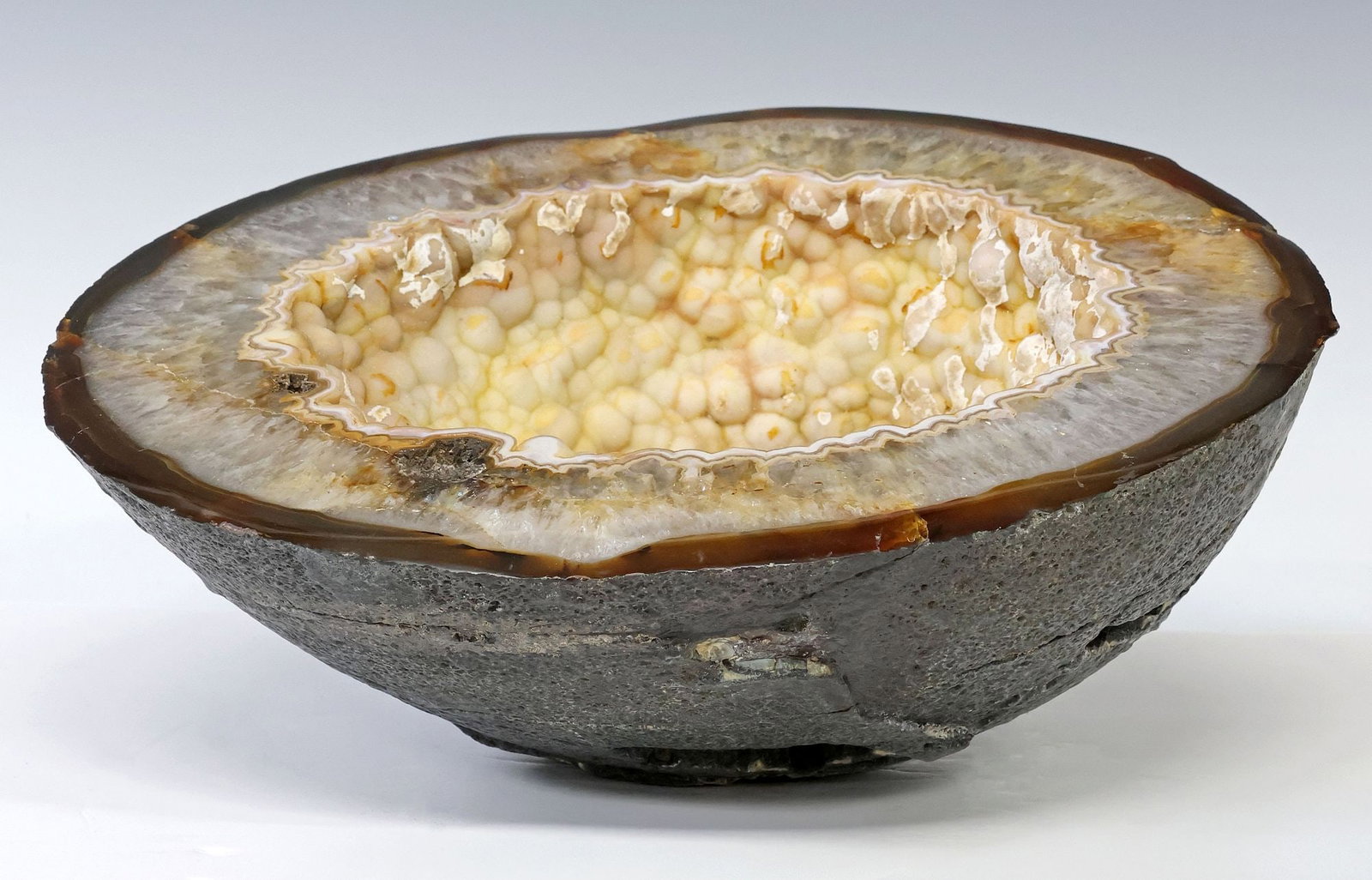 LARGE GEOLOGICAL AGATE GEODE WITH BOTRYOIDAL CLUSTERS - 3