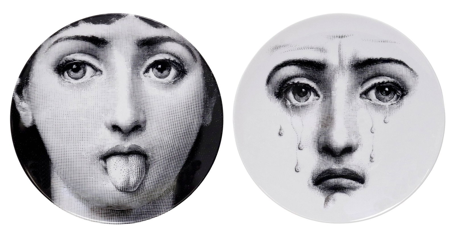 (2) PIERO FORNASETTI 'TEMA E VARIAZIONI' PORCELAIN PLATES, NO.77 & 82: (lot of 2) "Tema e Variazioni (Themes and Variations)" series porcelain plates, with designs after Piero Fornasetti (Italian, 1913-1988), each housed in branded presentation box, inside Barney's New Y