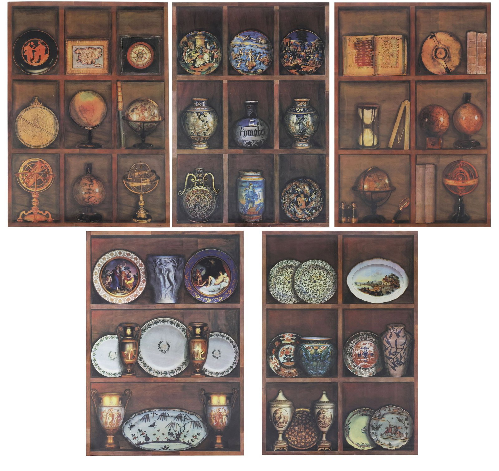 (5) ITALIAN EMANUELE VISCUSO (B.1952) 'TROMPE L'OEIL' WALLPAPER PANELS (1 of 4)