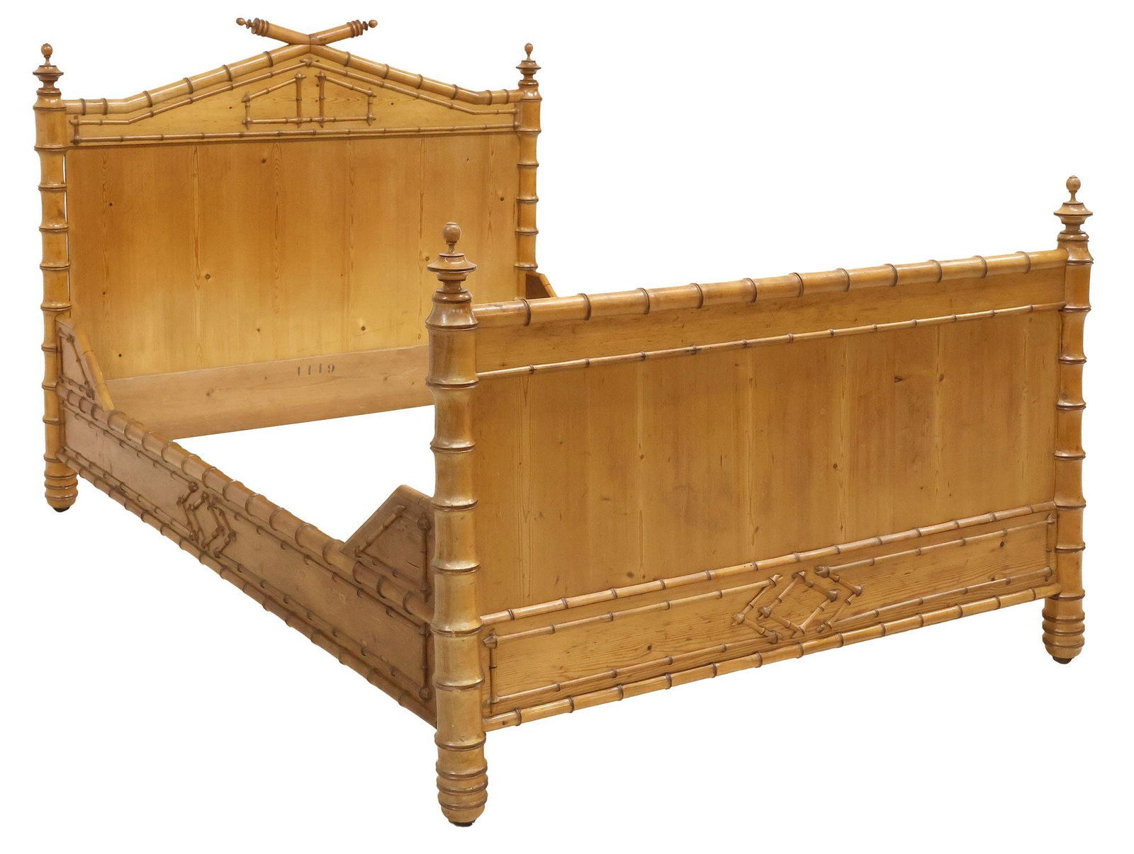 FRENCH PINE & TURNED FAUX BAMBOO BED (1 of 4)