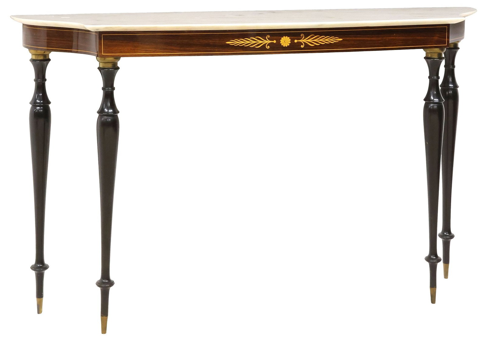 ITALIAN MID-CENTURY MODERN MARBLE-TOP INLAID CONSOLE TABLE (1 of 5)