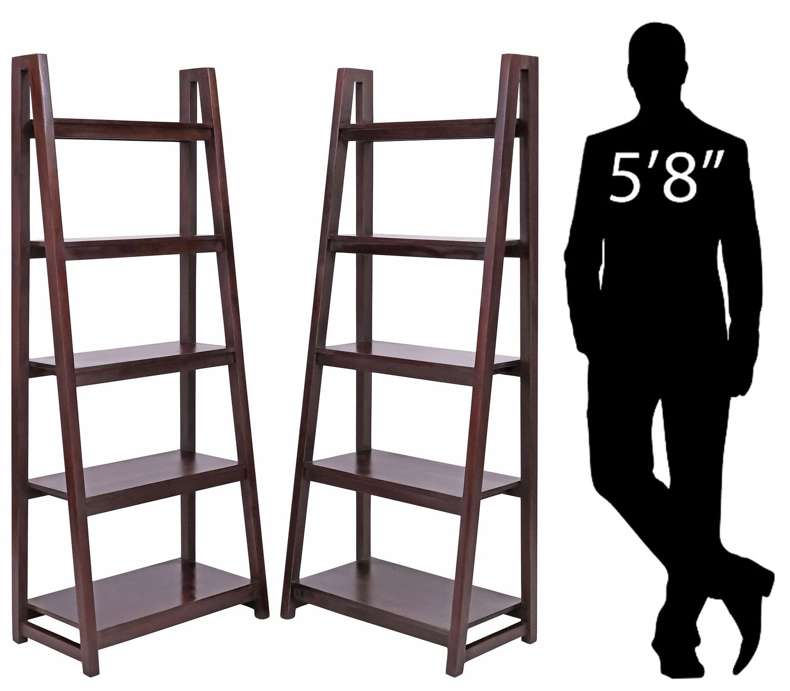 (2) CRATE & BARREL 'STRUT' CONTEMPORARY TEAK A-FRAME LADDER BOOKSHELVES (1 of 5)