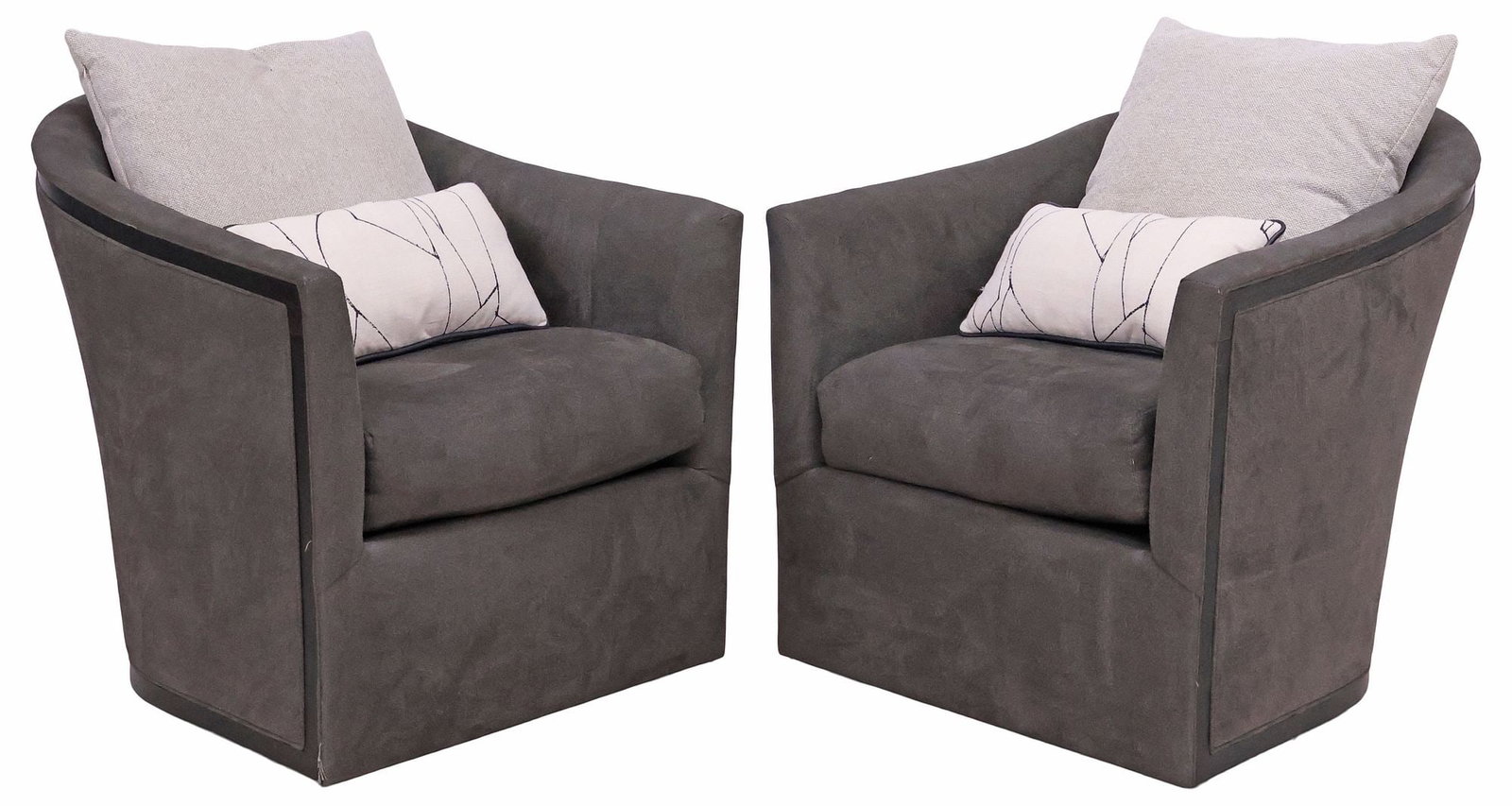 (2) LEE INDUSTRIES CONTEMPORARY SUEDE SWIVEL CHAIRS & THROW PILLOWS (1 of 6)