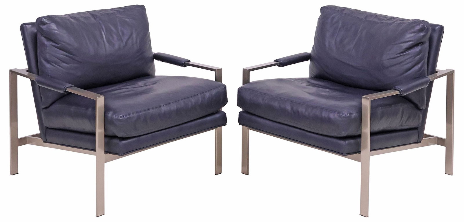 (2) MILO BAUGHMAN (D.2003) FOR THAYER COGGIN '951' BLACK LEATHER CLUB CHAIRS (1 of 5)