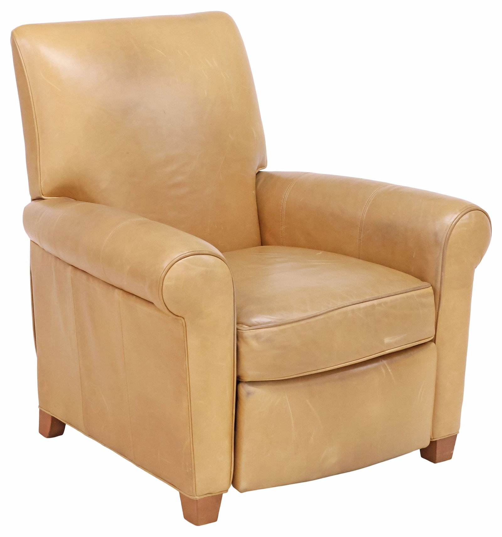 CONTEMPORARY ETHAN ALLEN TAN LEATHER RECLINER CLUB CHAIR (1 of 5)