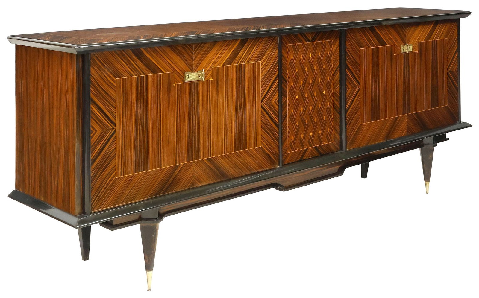 FRENCH MID-CENTURY MODERN LACQUERED & INLAID EXOTIC VENEER SIDEBOARD (1 of 6)