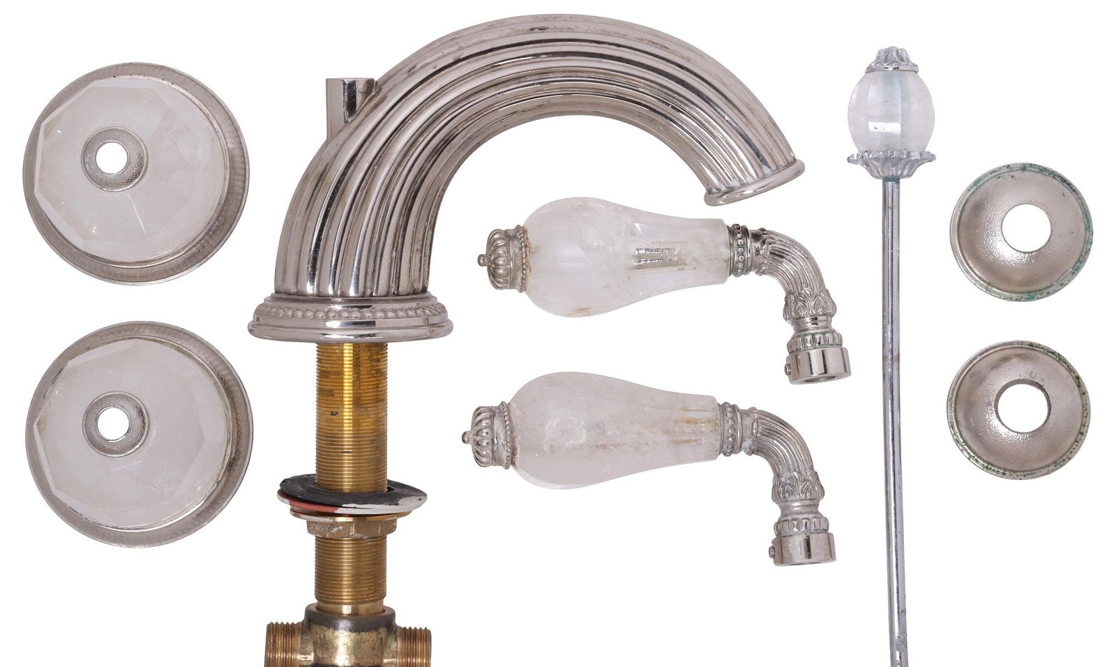 (LOT) DESIGNER SHERLE WAGNER ROCK CRYSTAL & METAL FAUCET SET (1 of 4)