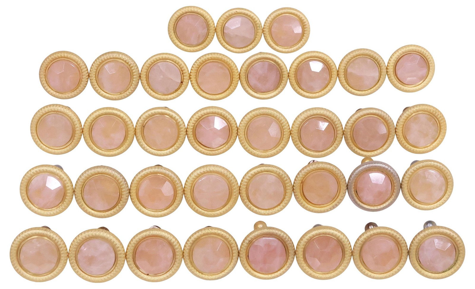 (35) DESIGNER SHERLE WAGNER 'KNURLED' ROSE QUARTZ & GILT-METAL KNOBS (1 of 6)