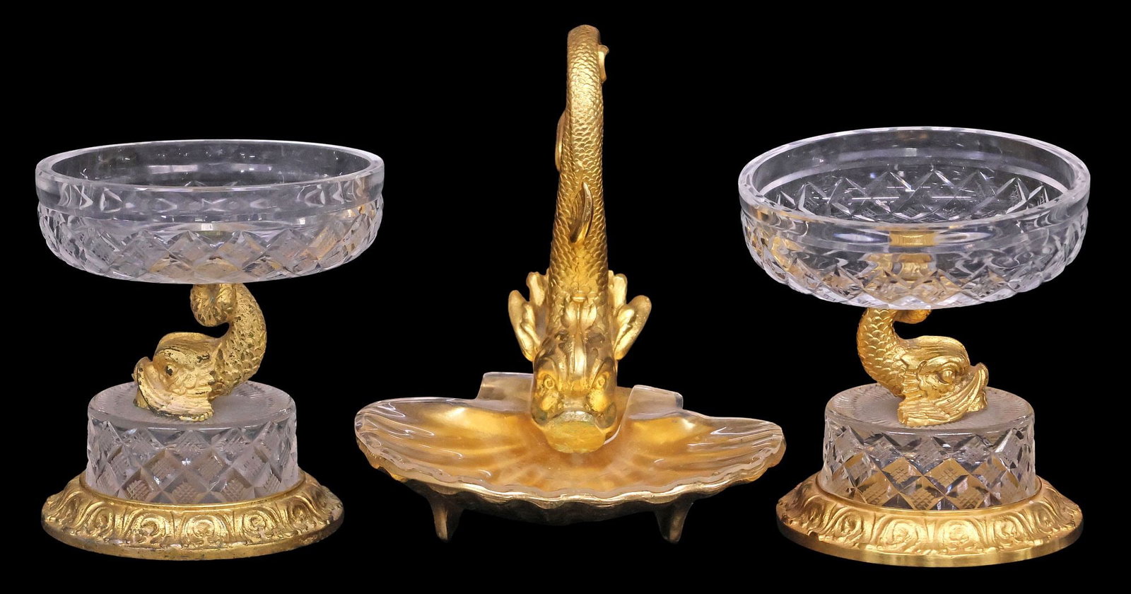 (3) DESIGNER SHERLE WAGNER 'DOLPHIN' GILT-METAL SOAP DISHES (1 of 7)