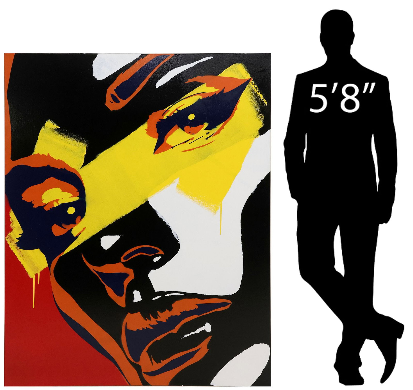 MATTHEW TRUJILLO (B.1993) 'TRIALS & TRIBULATIONS' ACRYLIC POP ART PAINTING, 60" X 48": Unframed acrylic on canvas painting, "Trials and Tribulations," signed verso Matthew Trujillo (Austin, Texas, b.1993), dated [20]20, initialed, titled, approx 60"h, 48"w, 10.5lbs&n