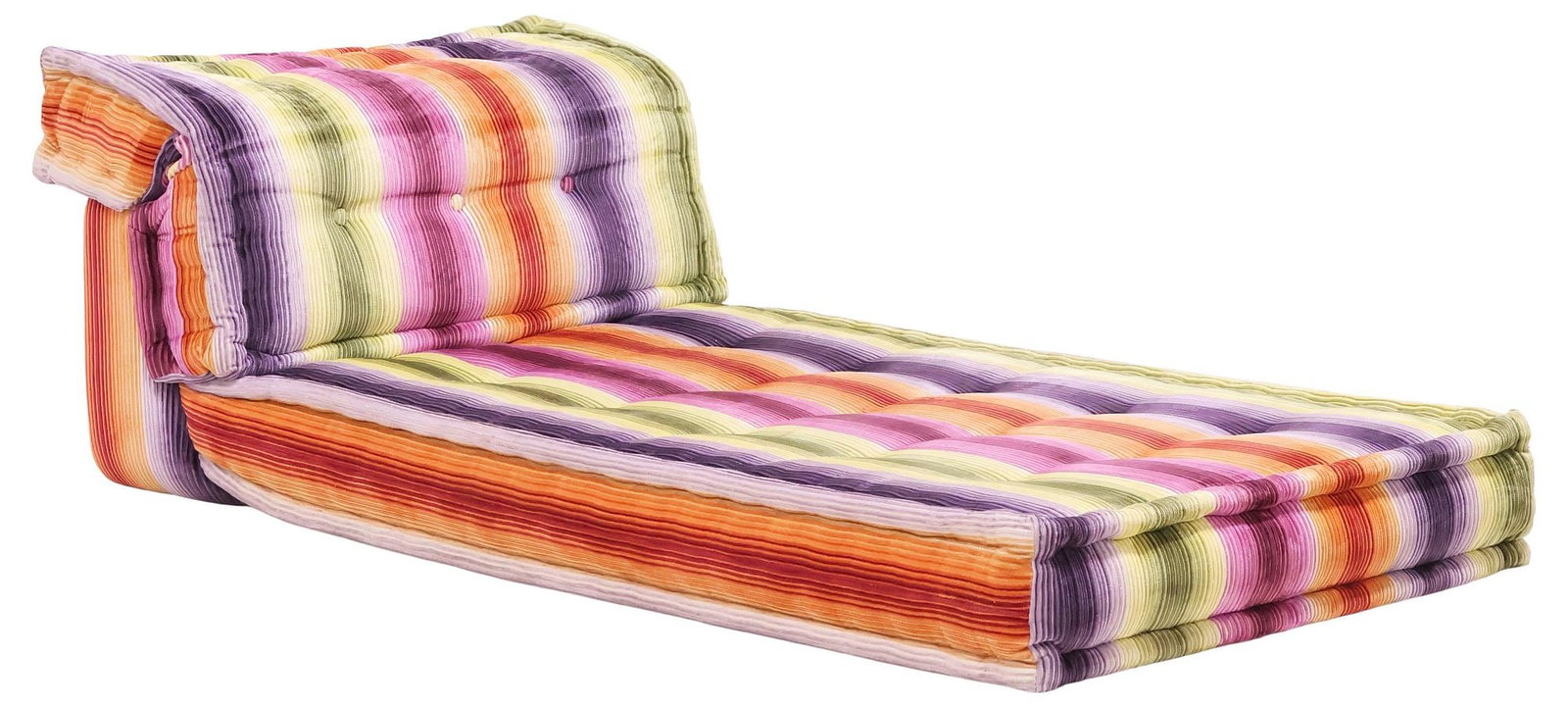 (2 PCS) MISSONI HOME FOR ROCHE BOBOIS 'MAH JONG' MODULAR LOUNGE CHAIR: (2 pieces) Contemporary "Mah Jong" modular lounge chair, Missoni Home for Roche Bobois, original design by Hans Hopfner in 1999, each component upholstered in a button-tufted striped fabric,