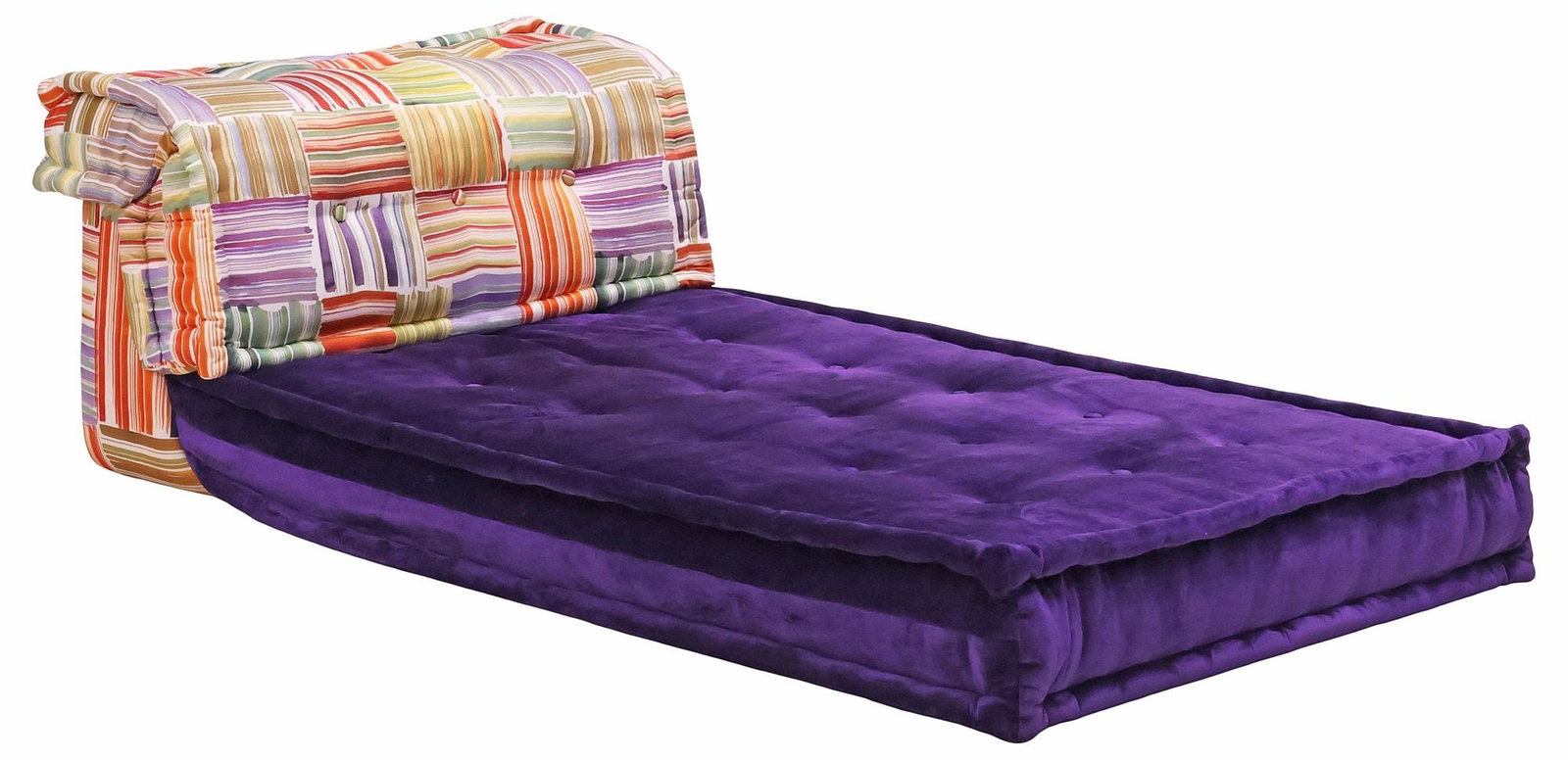 (2 PCS) MISSONI HOME FOR ROCHE BOBOIS 'MAH JONG' MODULAR LOUNGE CHAIR: (2 pieces) Contemporary "Mah Jong" modular lounge chair, Missoni Home for Roche Bobois, original design by Hans Hopfner in 1999, upholstered in various button-tufted fabrics including purple