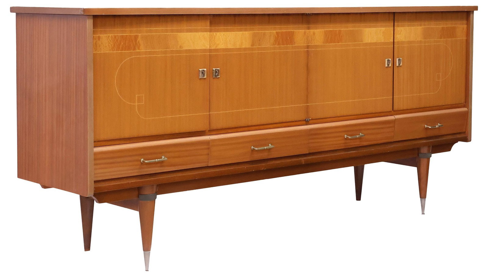 FRENCH MID-CENTURY MODERN LACQUERED & INLAID MAHOGANY SIDEBOARD (1 of 5)