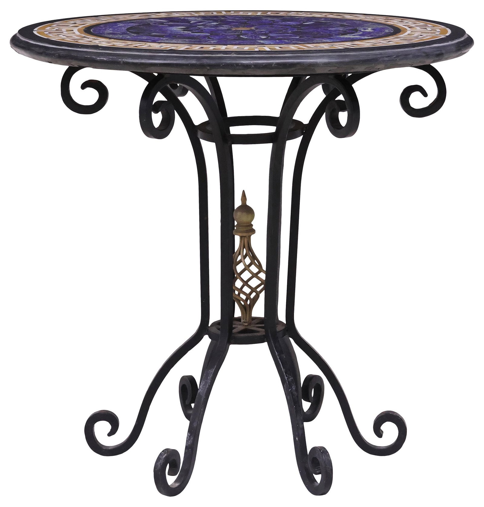 ITALIANATE PIETRA DURA MARBLE-TOP WROUGHT IRON CENTER TABLE (1 of 5)