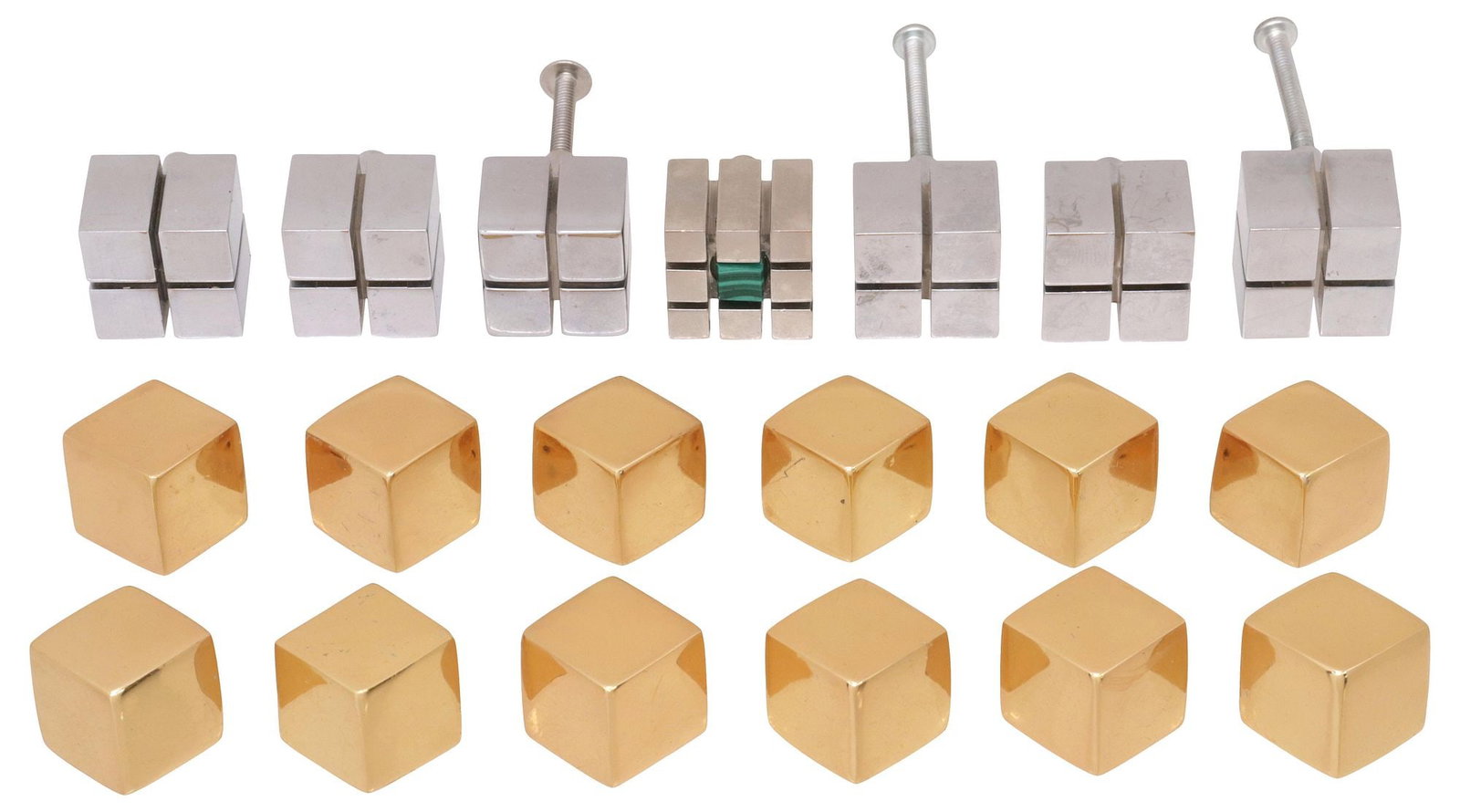 (19) DESIGNER SHERLE WAGNER GILT & CHROMED METAL HARDWARE: KNOBS (1 of 5)