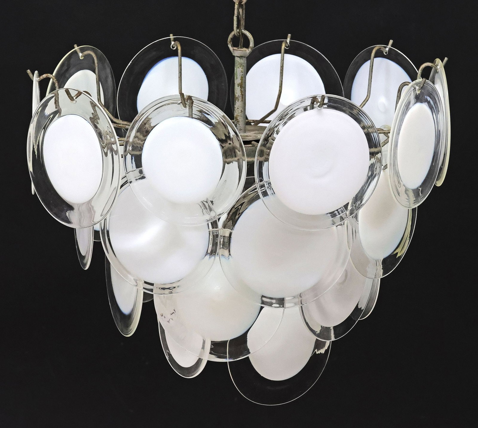 ITALIAN VISTOSI (ATTRIB.) MODERN MURANO ART GLASS 4-LT CHANDELIER (1 of 4)