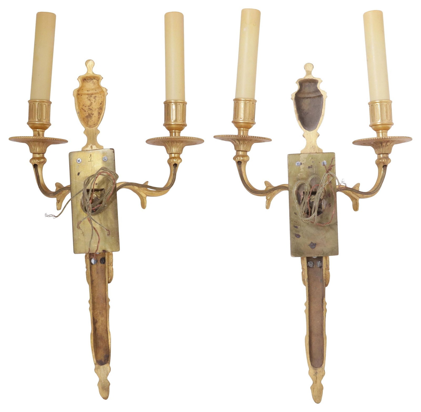 (2) NEOCLASSICAL STYLE ORMOLU 2-LIGHT WALL SCONCES - 3