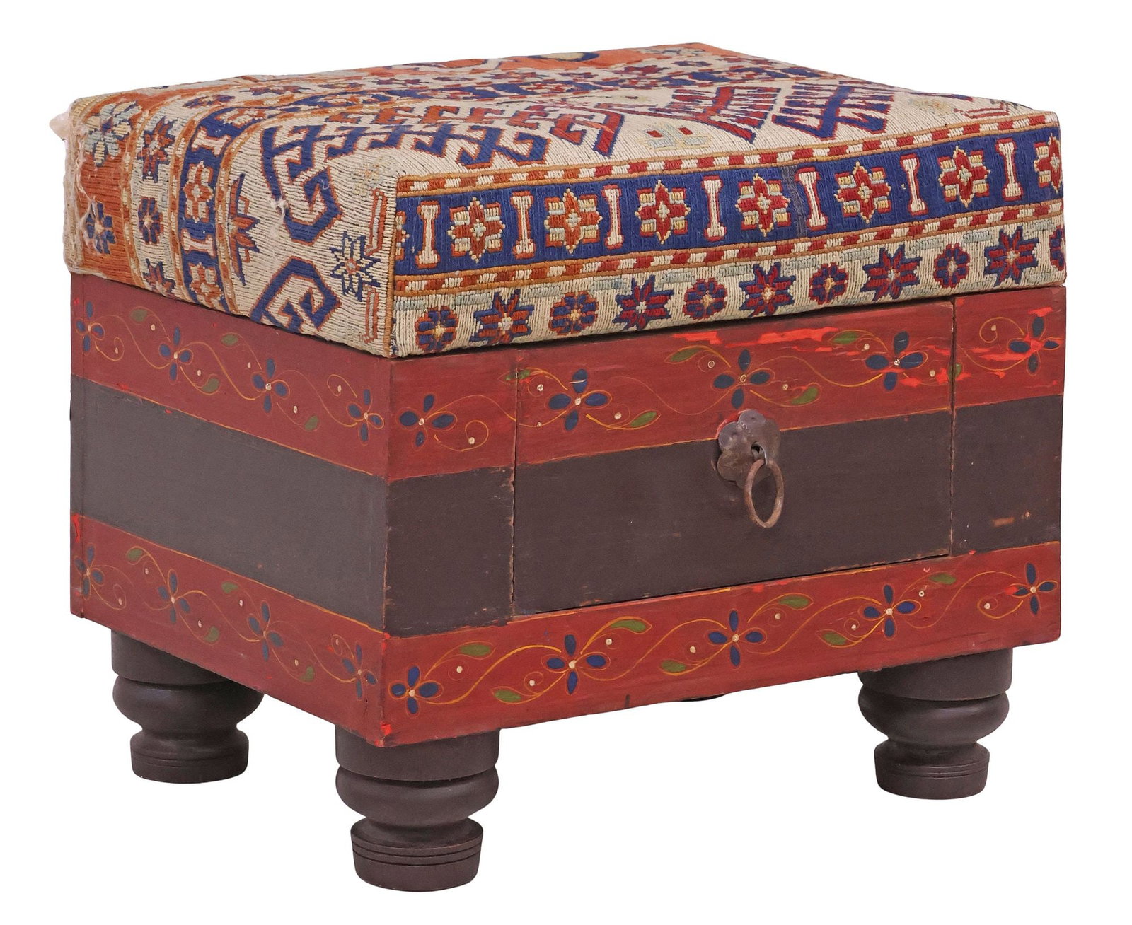 VINTAGE KILIM-UPHOLSTERED & PAINTED CHEST-FORM OTTOMAN (1 of 5)