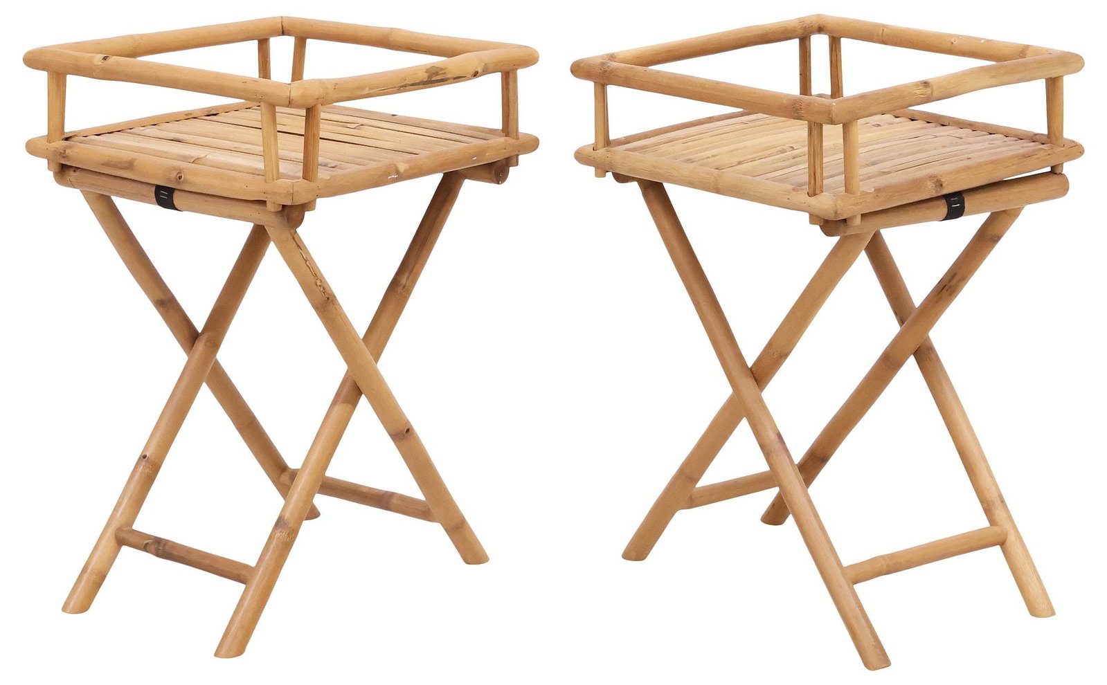 (2) BAMBOO FOLDING TRAY-TOP SIDE TABLES (1 of 5)