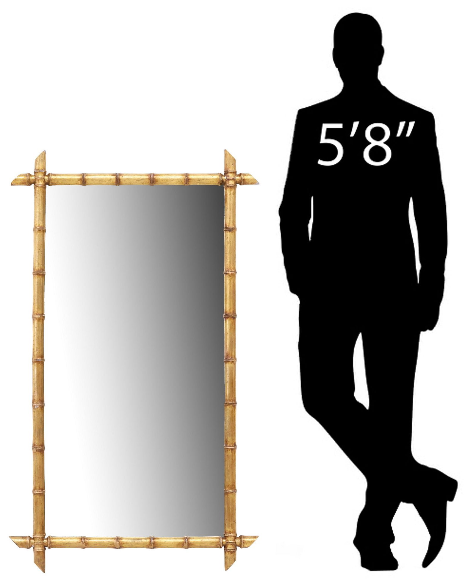 FRENCH GILT-PAINTED FAUX BAMBOO TURNED WOOD MIRROR, 49"H (1 of 4)