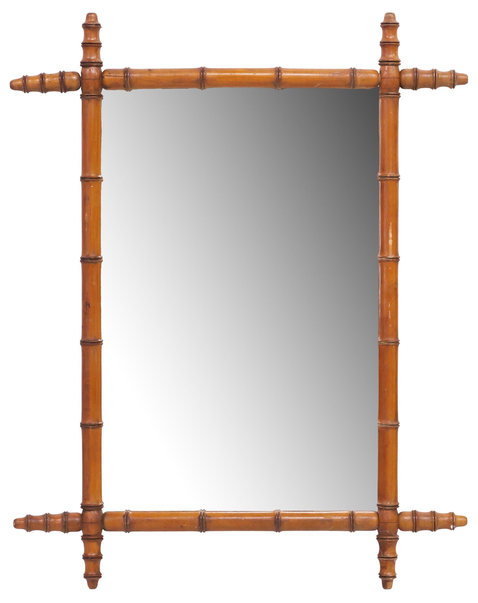 FRENCH FAUX BAMBOO TURNED WOOD MIRROR, 38"H (1 of 3)