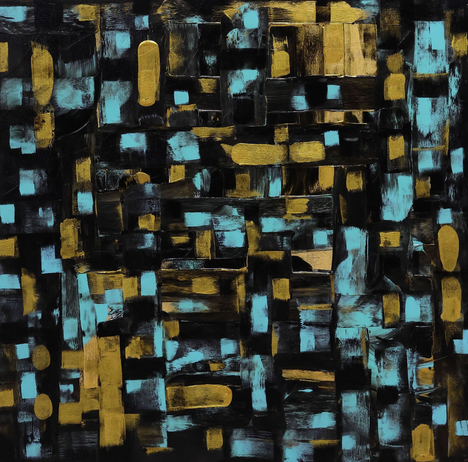 PETRONELLA GREER (B.1945) ACRYLIC PAINTING, 'MIDNIGHT GRID': Gallery-wrapped acrylic on canvas painting, "Midnight Grid," signed verso Petronella Greer (Texas, b.1945), titled on back stretcher, accompanied by certificate of authenticity issued by the artist, h