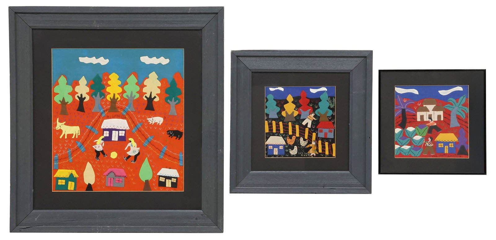 (3) MARY LUZ SANTOS (20TH C.) PERUVIAN ARPILLERA FOLK ART EMBROIDERY PICTURE (1 of 6)