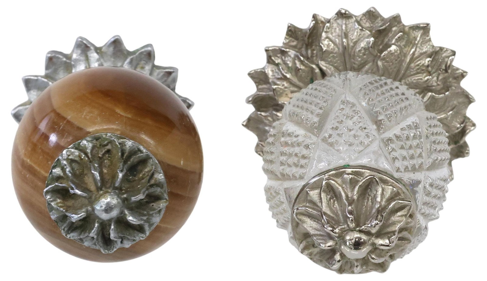 (18) SHERLE WAGNER CUT CRYSTAL PINEAPPLE & ONYX HARDWARE: KNOBS / PULLS - 2