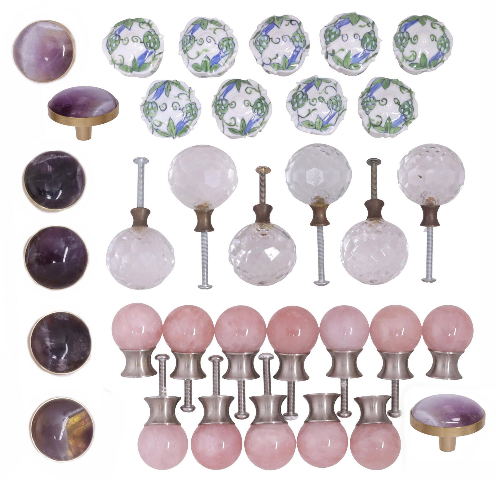 (34) DESIGNER SHERLE WAGNER & OTHER HARDSTONE, CRYSTAL, & PORCELAIN KNOBS (1 of 3)