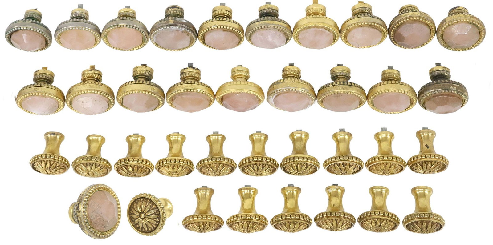 (37) P.E. GUERIN (ATTRIB) GILT METAL ROSE QUARTZ & LOUIS XVI HARDWARE: KNOBS / PULLS (1 of 7)