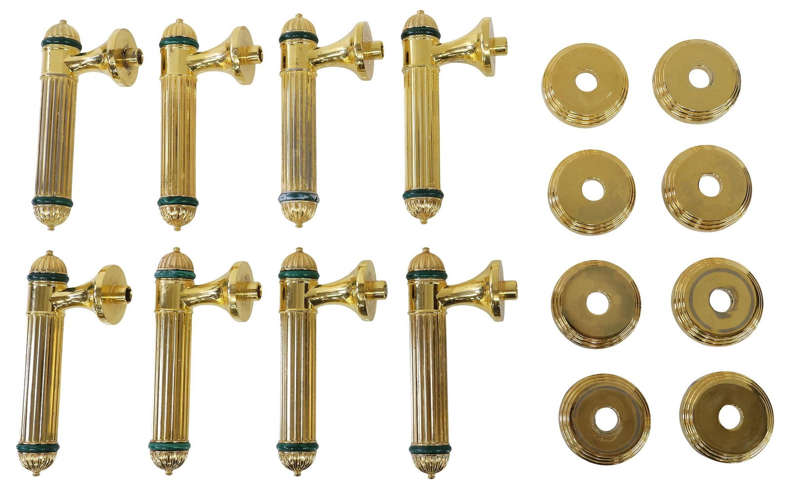 (LOT) FRENCH SERDANELI 'SOVEREIGN PRESTIGE' GILT-BRASS & MALACHITE DOOR HANDLES (1 of 5)