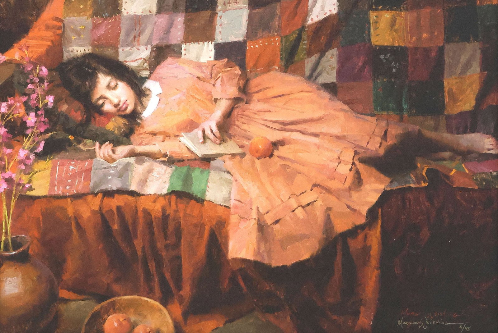 MORGAN WEISTLING (B.1964) 'PATCHWORK DREAMS' GICLEE PRINT: Framed giclee on canvas, "Patchwork Dreams," marker signed lower right Morgan Weistling (American, b.1964), numbered 6/ 45, accompanied by certificate of authenticity issued by The Greenwich Workshop,