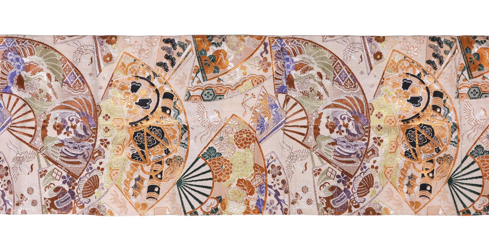 JAPANESE NISHIJIN-ORI METALLIC SILK BROCADE MARU OBI KIMONO BELT (1 of 4)