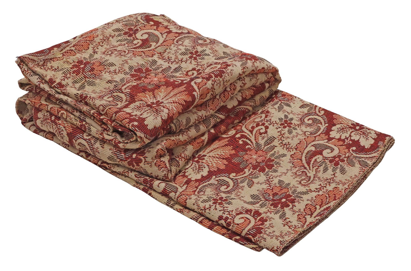 LARGE ANTIQUE WOVEN FLORAL TAPESTRY UPHOLSTERY PANEL, 13'4" X 12'1" (1 of 4)