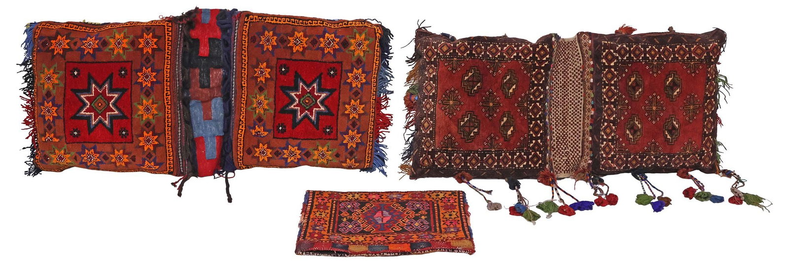 (3) WOVEN WOOL KILIM SADDLE BLANKET THROW PILLOWS & TEXTILE (1 of 7)
