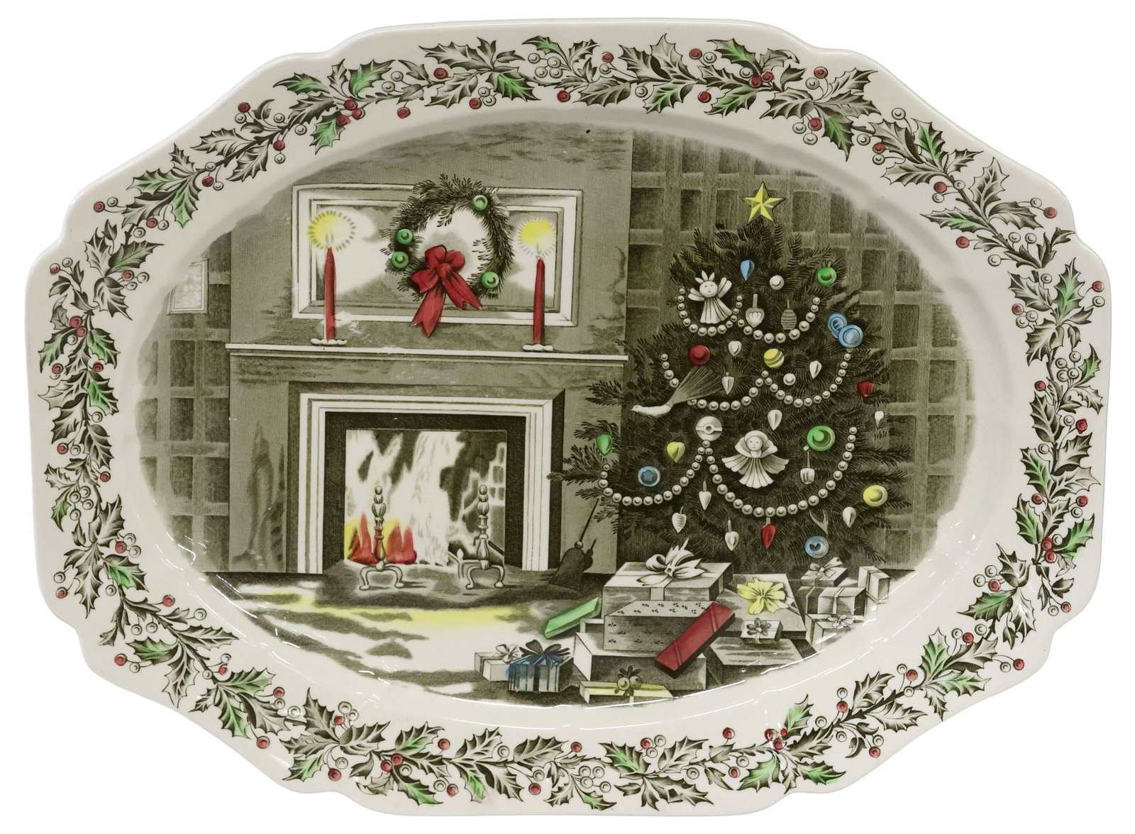 ENGLISH JOHNSON BROS 'MERRY CHRISTMAS' TRANSFERWARE HOLIDAY PLATE (1 of 4)