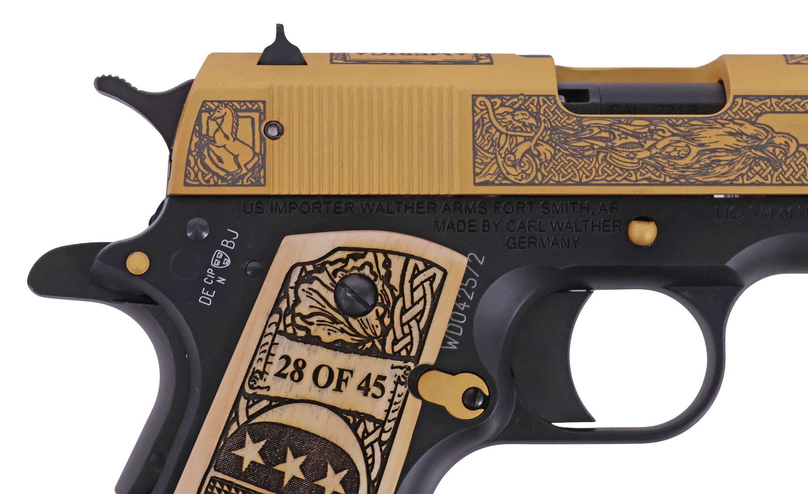 WALTHER COLT .22LR GOLD PLATE #28 OF 45, TEXAS TRUMP PRESIDENT PISTOL (1 of 18)