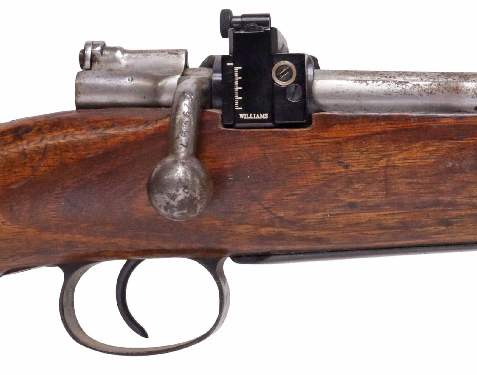 SPANISH 1916/18 FALANGIST SHORT RIFLE: Spanish Mauser Model 1916/18 Short Rifle, bolt action, 7 x 57mm caliber, 21.75" barrel, bayonet lug, semi hooded fixed front sight, marked at barrel underside "Oviedo, Spain M1916" and importer Samco,