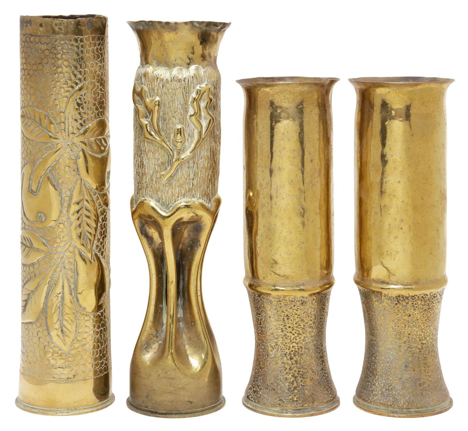 (4) FRENCH WWI-ERA TRENCH ART ARTILLERY SHELL VASES (1 of 3)
