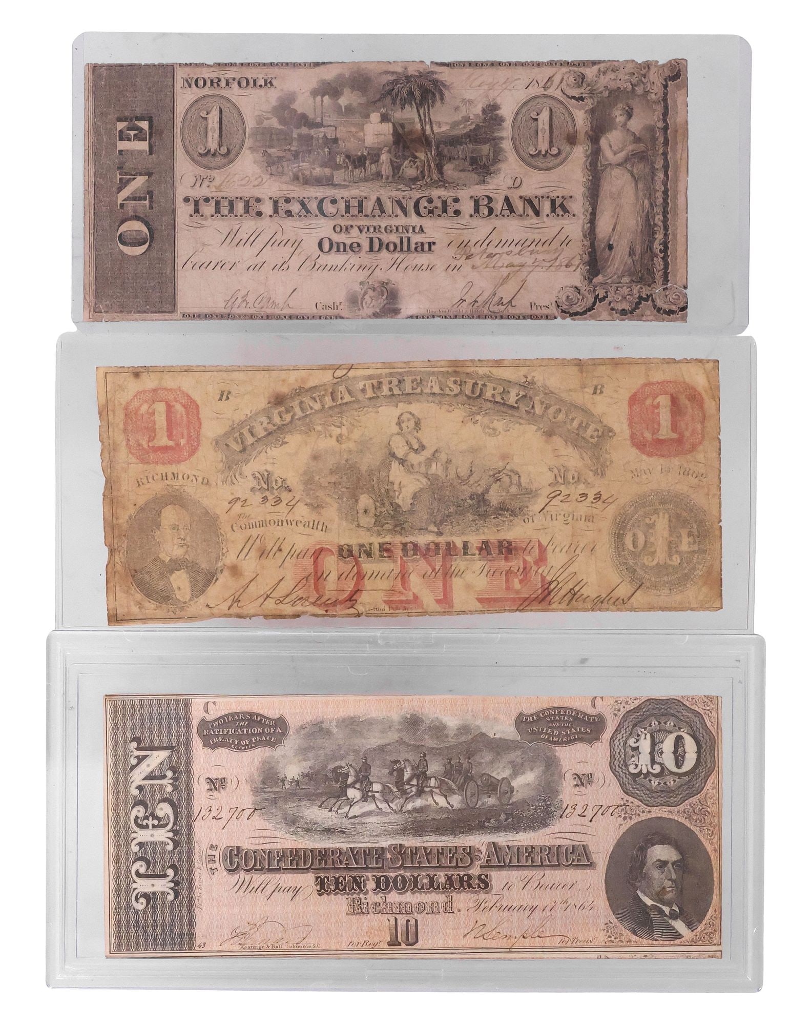 (3) CIVIL WAR CONFEDERATE & VIRGINIA CURRENCY (1 of 5)