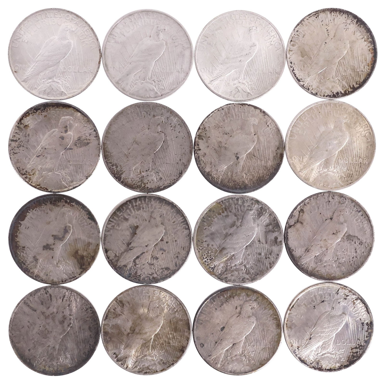 (16) U.S. PEACE SILVER DOLLARS - 2