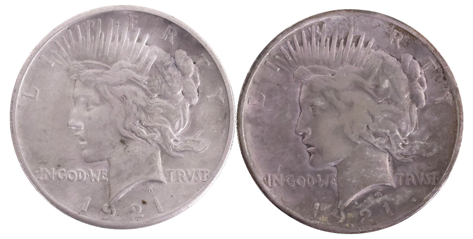 (2) U.S. 1921 PEACE SILVER DOLLARS (1 of 2)