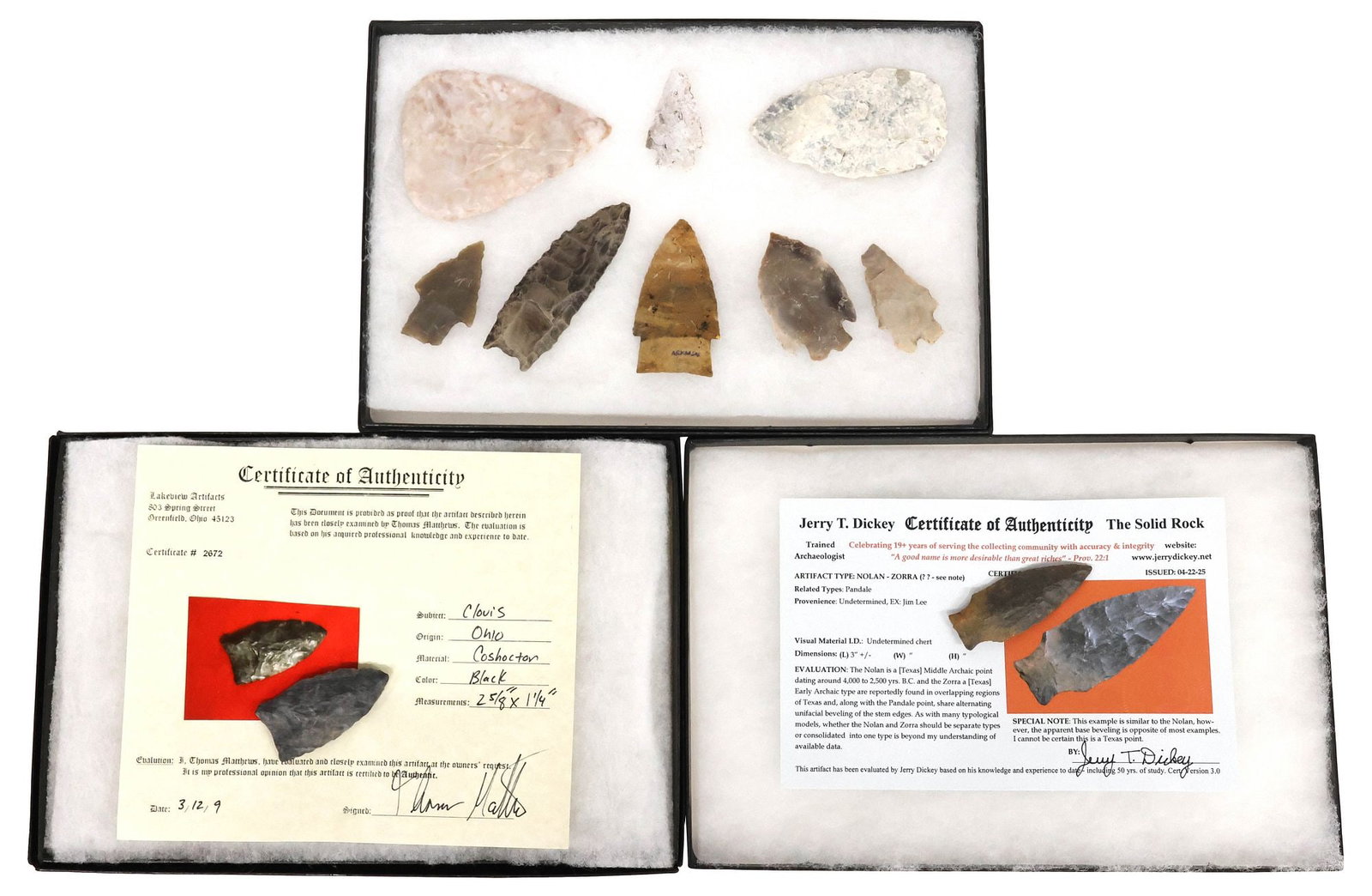 (10) NATIVE AMERICAN ARROWHEADS, SPEAR POINTS, TWO WITH COA'S (1 of 4)