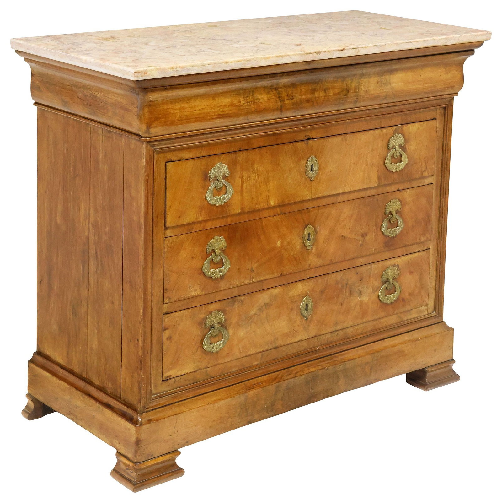 FRENCH LOUIS PHILIPPE PERIOD MARBLE-TOP WALNUT COMMODE (1 of 5)