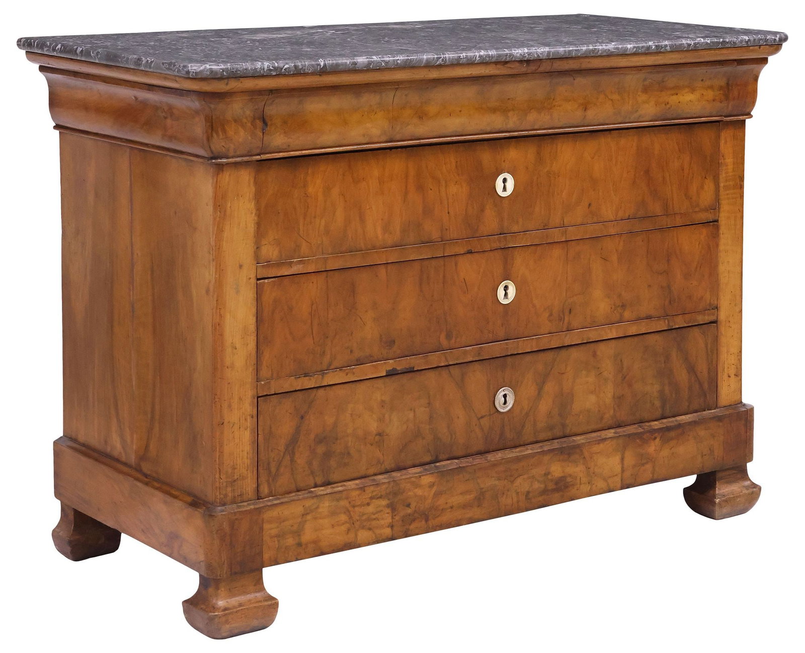 FRENCH LOUIS PHILIPPE MARBLE-TOP BURLED WALNUT COMMODE (1 of 5)