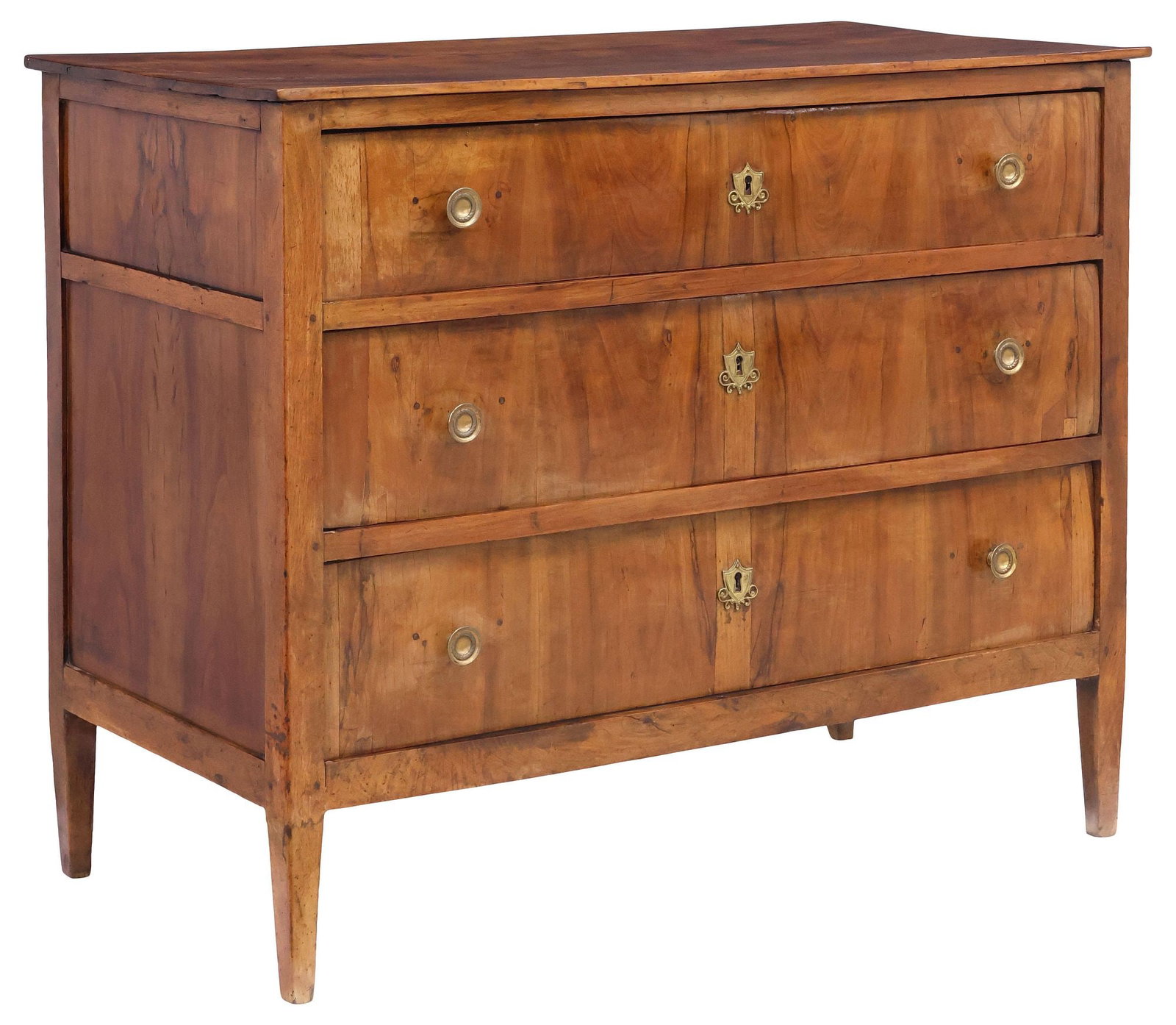 ITALIAN NEOCLASSICAL FIGURED WALNUT 3-DRAWER COMMODE (1 of 5)