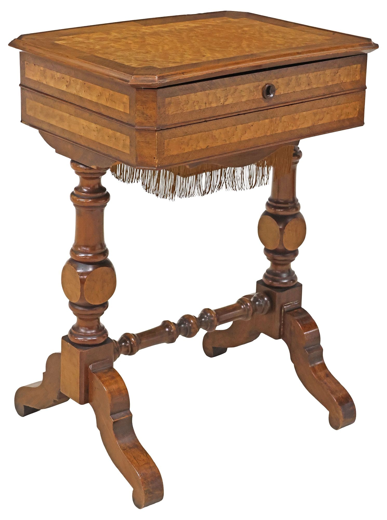 FRENCH LOUIS PHILIPPE BURLWOOD SEWING TABLE / TRAVAILLEUSE (1 of 7)