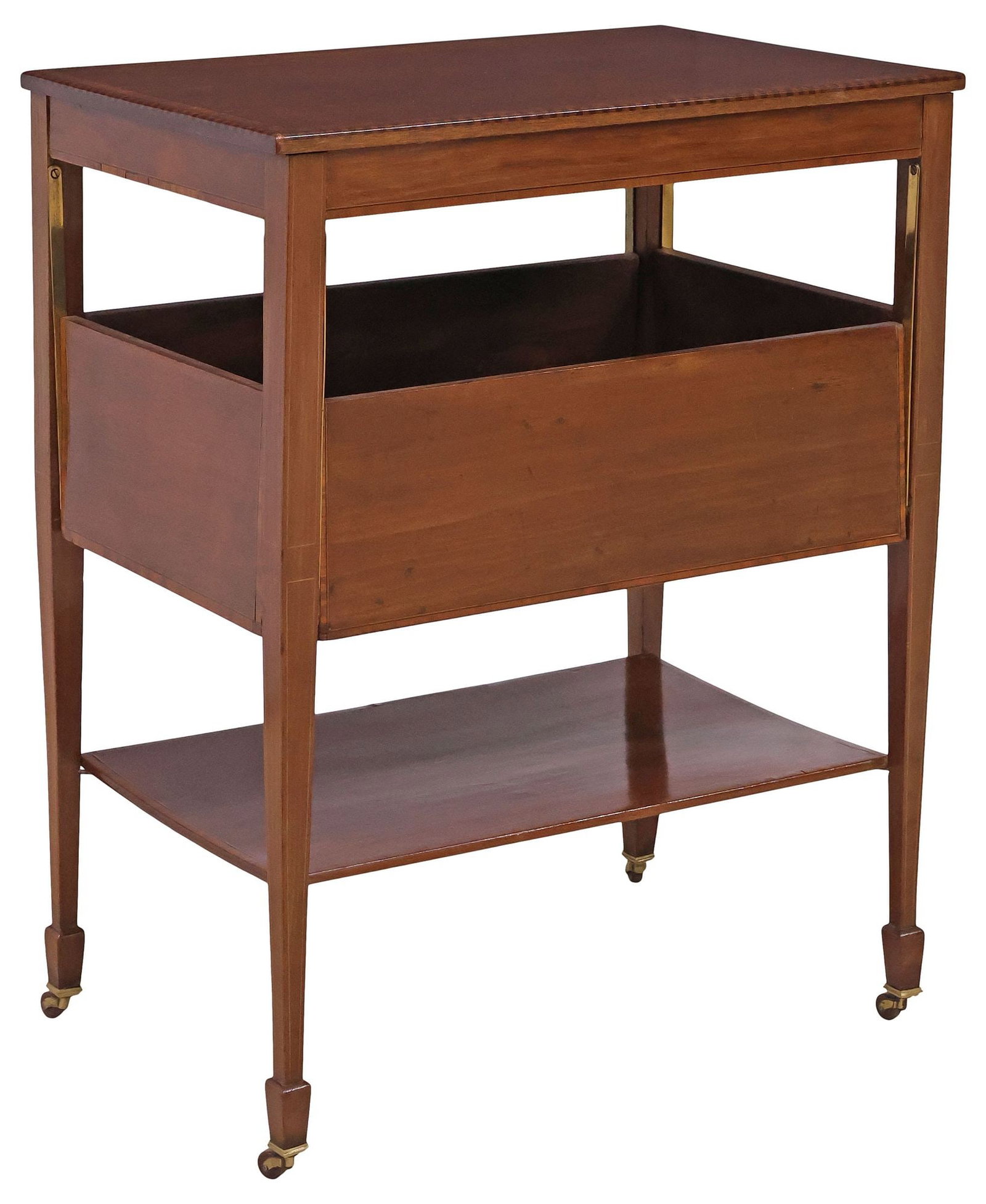 ENGLISH EDWARDIAN PARQUETRY INLAID MAHOGANY DROP-LEAF TEA CART (1 of 6)