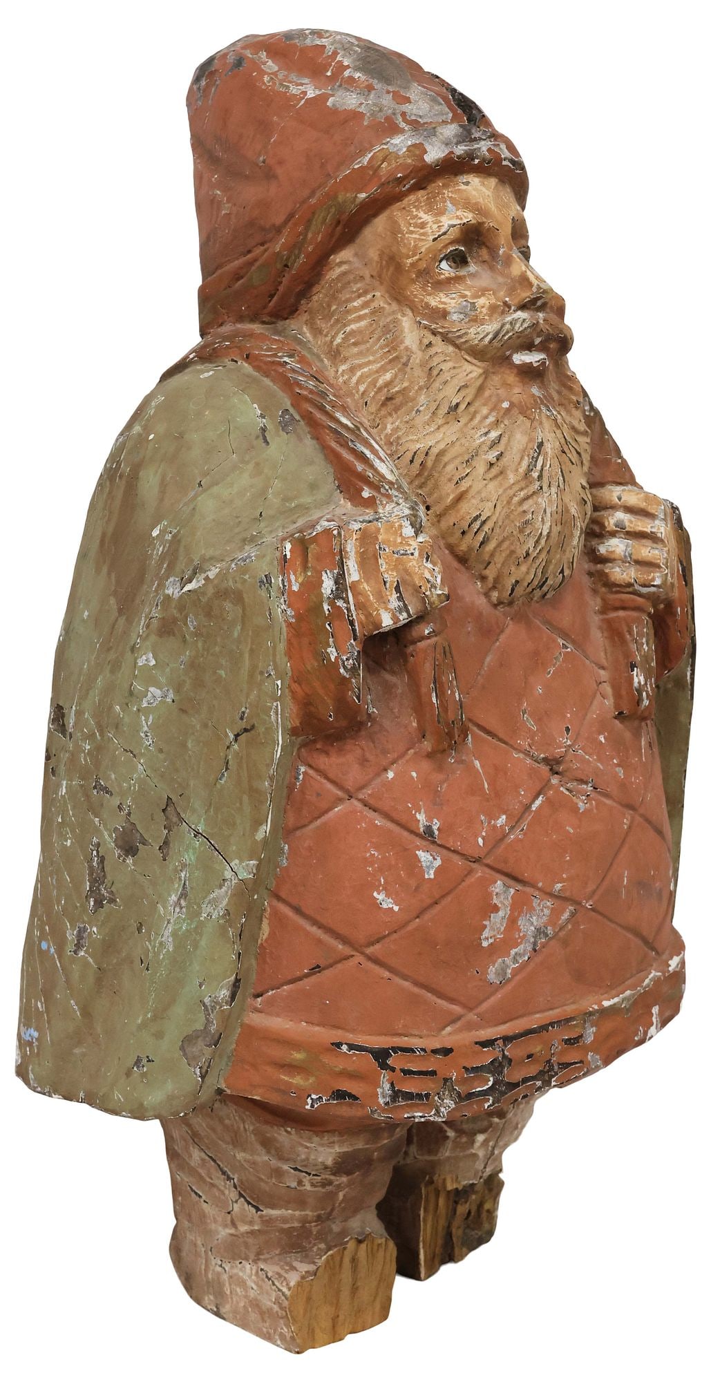 LARGE GERMAN FOLK ART CARVED & PAINTED BELSNICKEL SANTA FIGURE, 24.5"H (1 of 7)