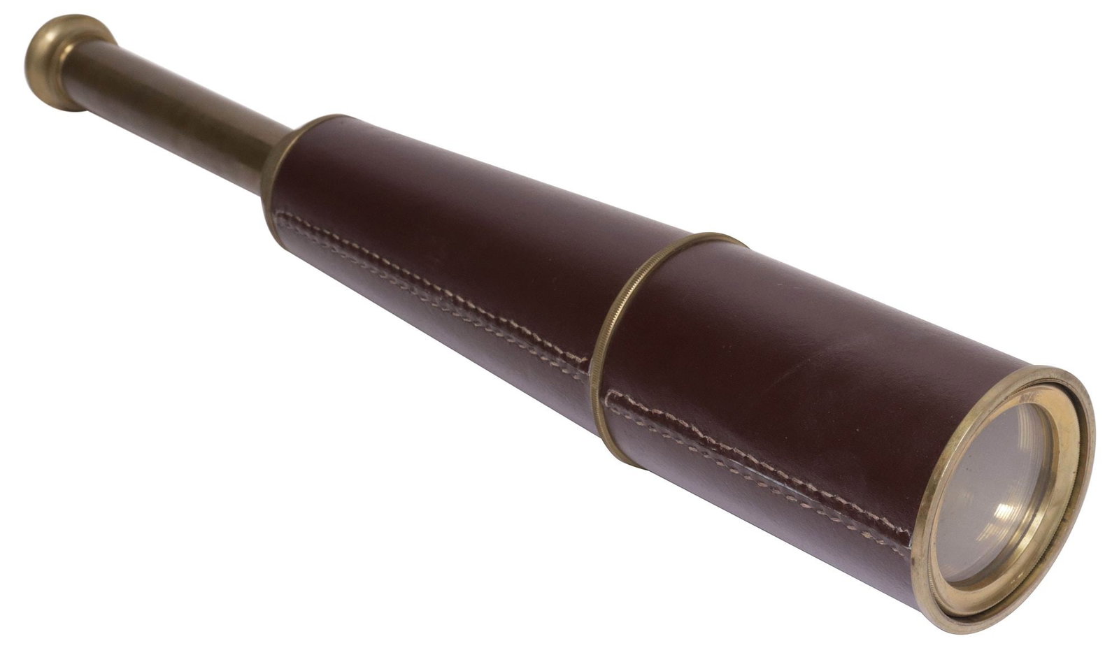 VINTAGE BROWN LEATHER-CLAD BRASS NAUTICAL TELESCOPE (1 of 5)